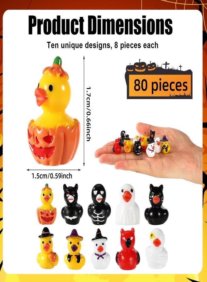 Sinbana 80pcs Mini Resin Halloween Ducks, 10 Special Designs Tiny Resin Halloween Ducks Figures Miniature Small Little Waterproof Decorations for Party Favors Collectibles & Home Decor - Image 2